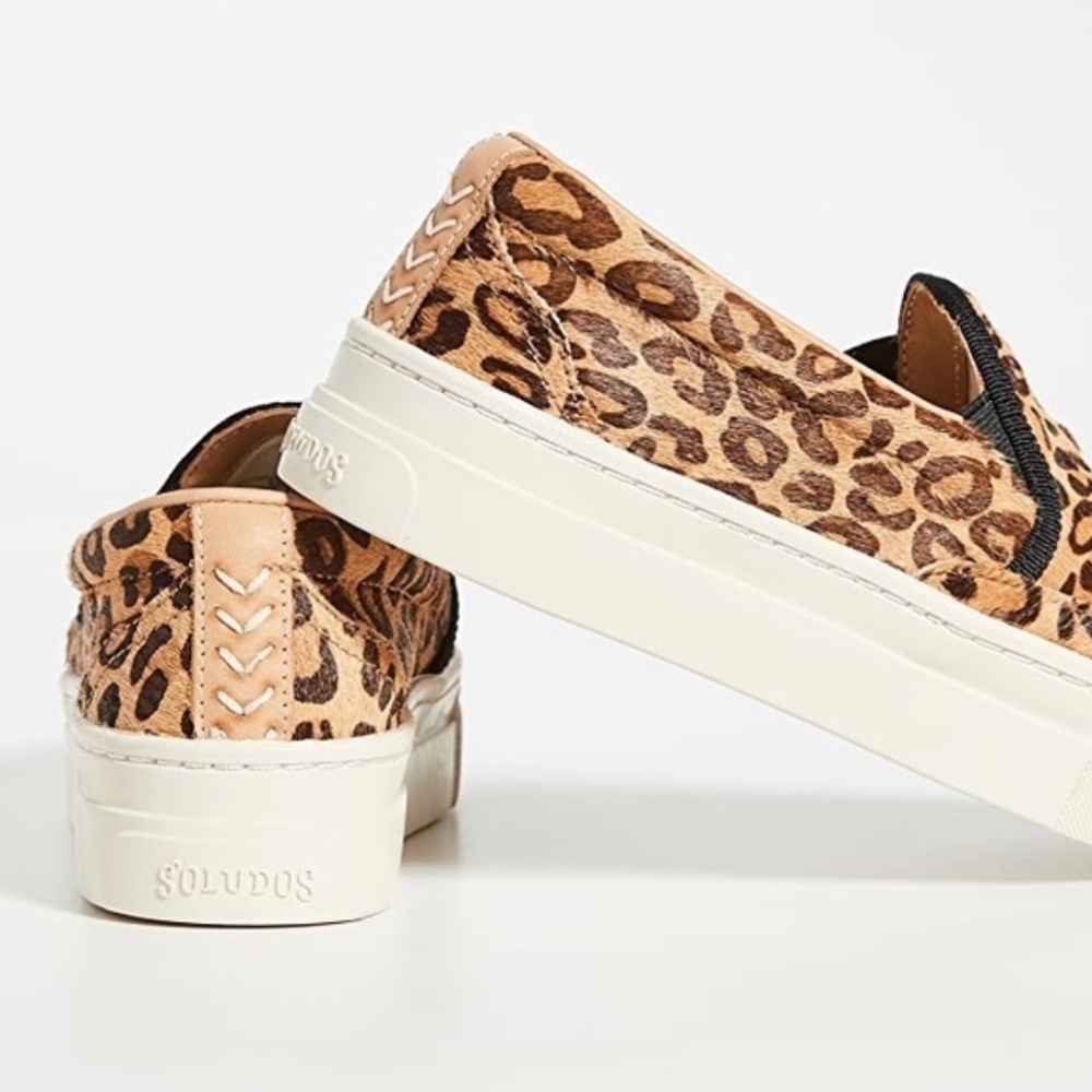 Soludos Bondi Leopard Print Calf Hair Slip-On Flatform Sneakers Sz 8 - Picture 3 of 10